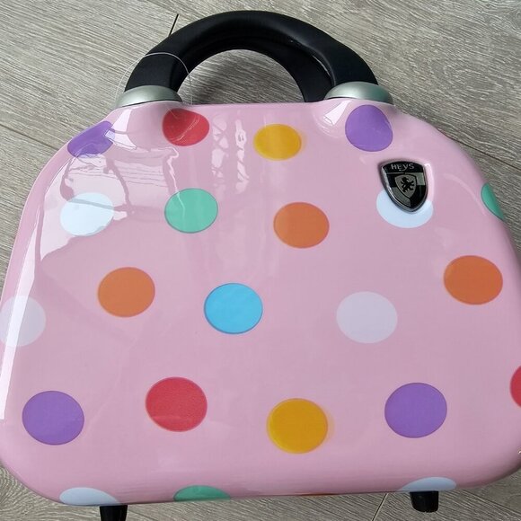 Heys Fashion Hardside PINK Polka dot Luggage Carry On - Picture 2 of 6
